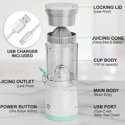 Portable Electric Juicer – USB Citrus Squeezer